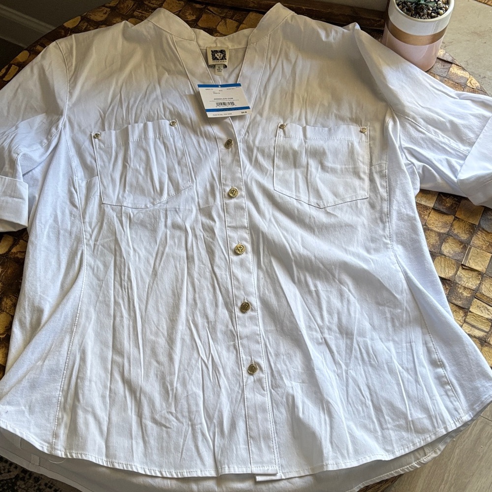 Anne Klein White Button Down Shirt